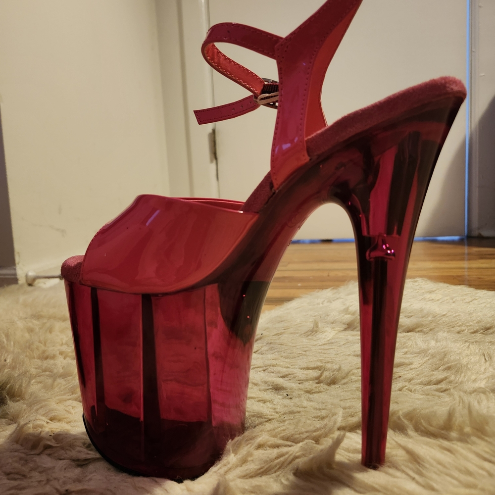 Pleaser 8 Inch Pink Heels Size 9 - Picture 2 of 3